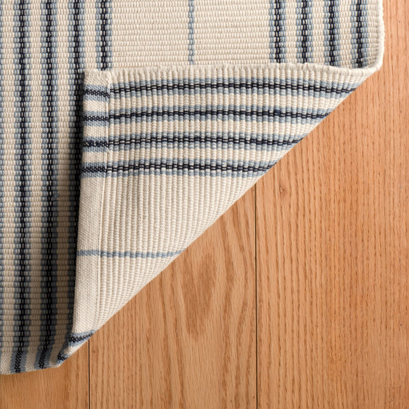 Conway Blue Handwoven Cotton Rug, Rectangle 7'6" x 9'6"