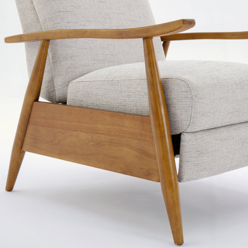 Fauteuil inclinable à accoudoirs en bois, Beige