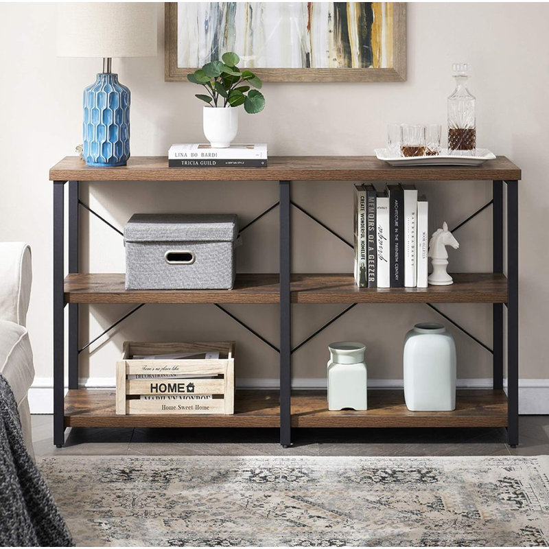 Keedyn Console Table, 30" H x 55.1" W x 13.8" D, Brown/Black
