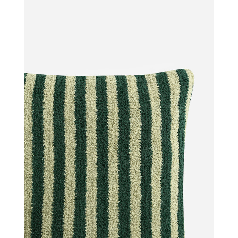 Jardin Green and Beige Striped Square Throw Pillow 20" x 20"