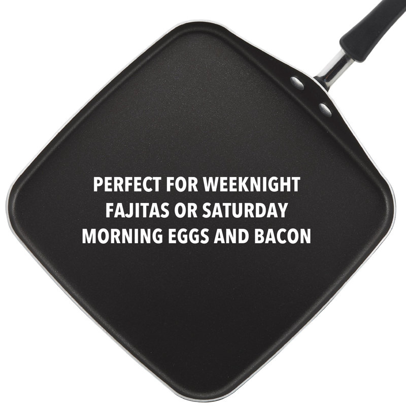 Farberware Cookstart DiamondMax Nonstick Square Griddle, 11 Inch, Black