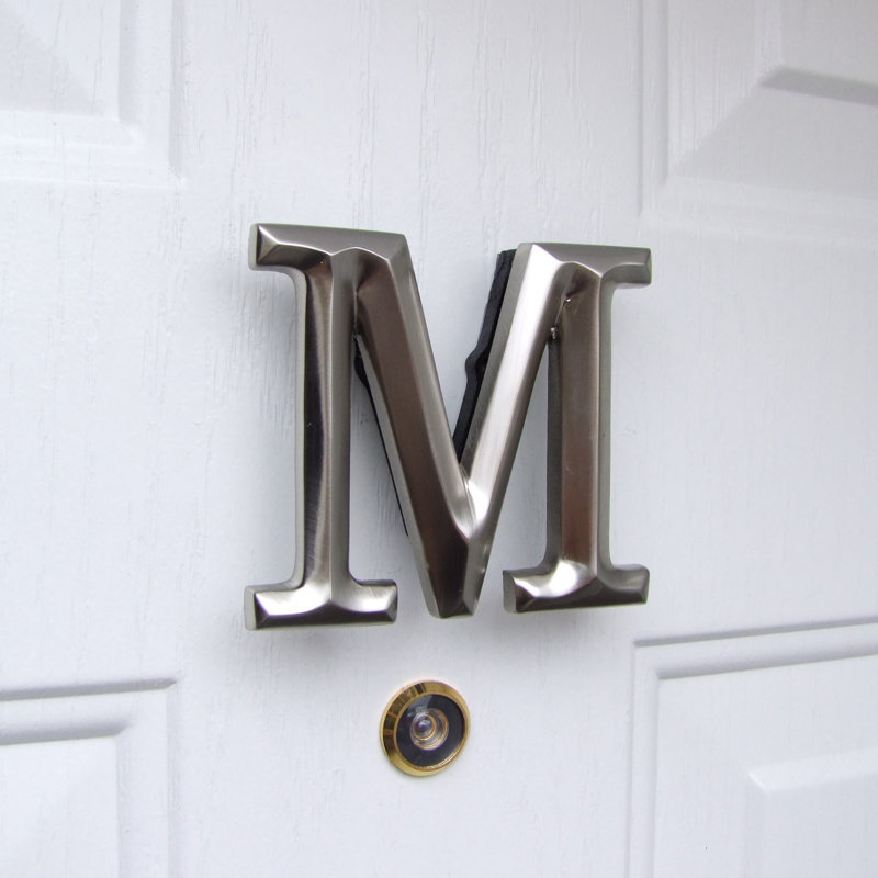 Letter Monogram Door Knocker, Nickel, M