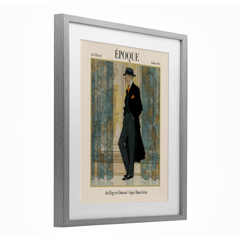 «The Gentleman», reproduction encadrée sous verre, design par A Barefoot Stylist, H 16 po x l 13 po, Cadre de ferme gris