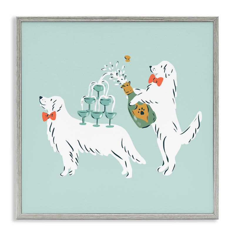 Giclée encadrée, "Popping Dogs" par Krissy Mast, H 17 po x l 17 po, Estampe numérique Farmhouse