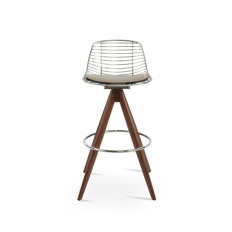 Tiger Mini Pyramid MW Stools, Gray, Walnut/Black, Counter Stool (25.5" Seat Height)
