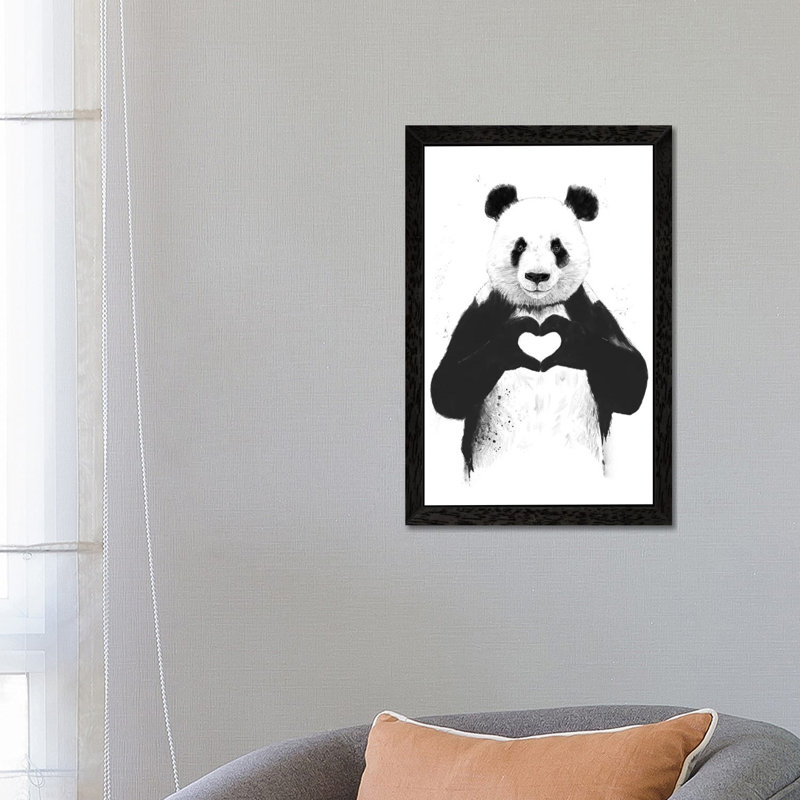 All You Need Is Love by Balazs Solti - Floater Frame Painting on Canvas, 152.5 cm H x 101.5 cm W, Black