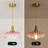 1 - Light 10.23"wide Gold Dome Pendant With Petal Glass Lampshade With Cord-118539086-122780815