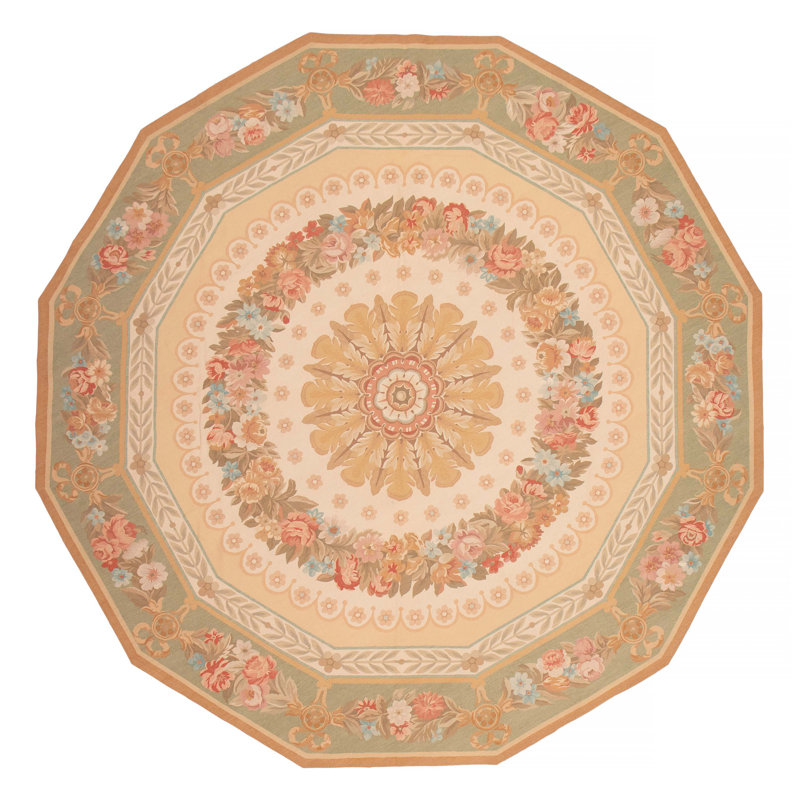 Kilim en laine ivoire tissé à la main 12 pi 0 po x 12 pi 0 po