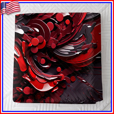 Red Fluid Abstract Quilted Bedspread All Sizes