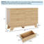 Commode 6 tiroirs pour chambre à coucher, commode cannelée de 47 po de largeur, meuble télé en bois avec poignée dorée, commodes de style Mid-Century pour le salon, vestibule
