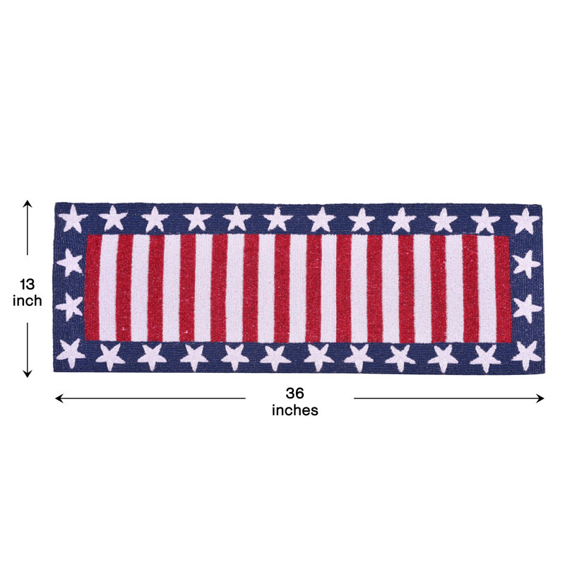 Chemin de table drapeau américain avec bordure étoile patriotique pour Noël, 4 juillet et décoration de table des fêtes