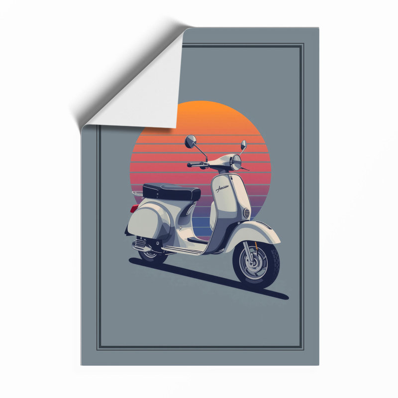Vespa in the Sun Retro - Framed Print, A4 - 29.7 x 21.0 cm, Unframed