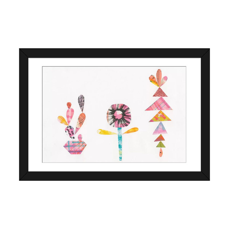 «Collage Cactus IX, impression sur toile tendue, Toile tendue, Blanc, H 16 po x l 24 po x P 1 po