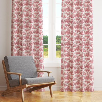 Red Jamestown Linen Semi Sheer Curtain Panel Pair