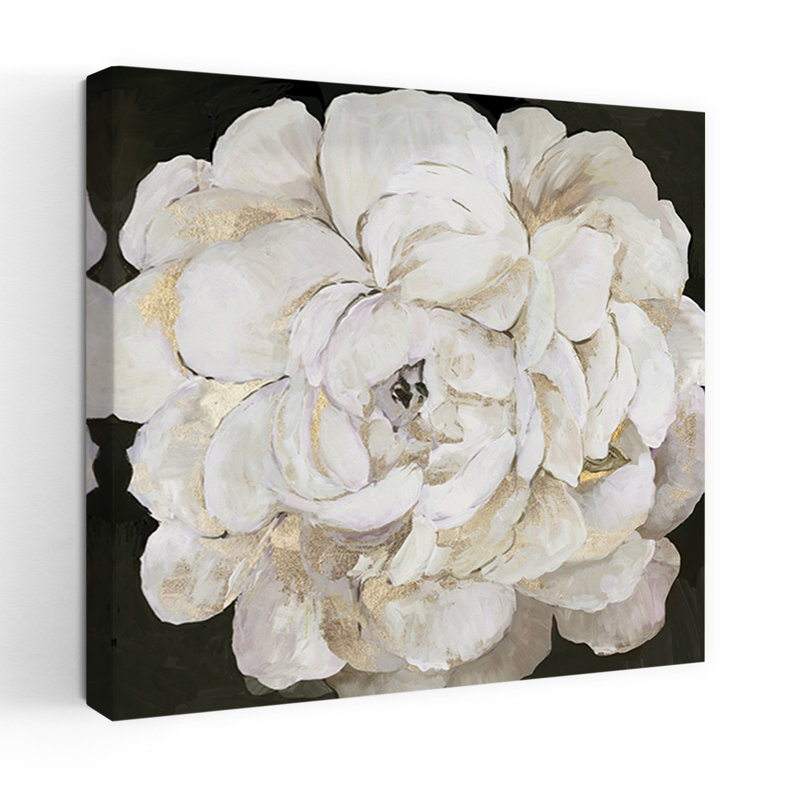 Pivoine blanche délicate, art contemporain contemporain et pivoine, H 24 po x l 24 po