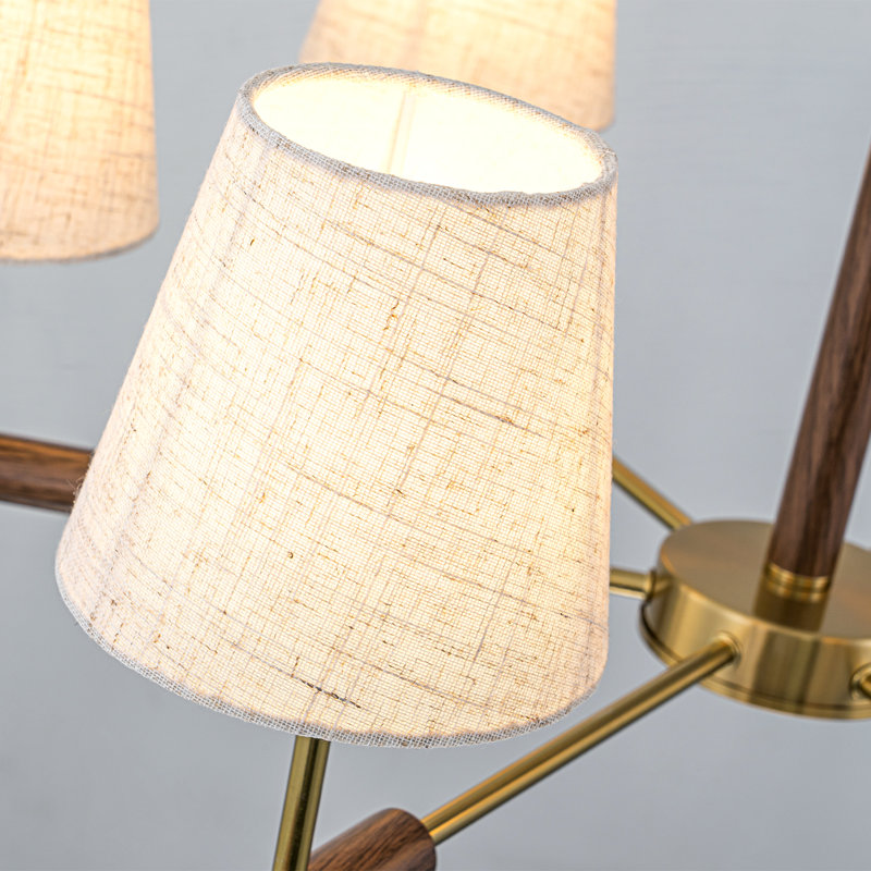 Lustre 6 lumières à intensité variable avec abat-jour en tissu