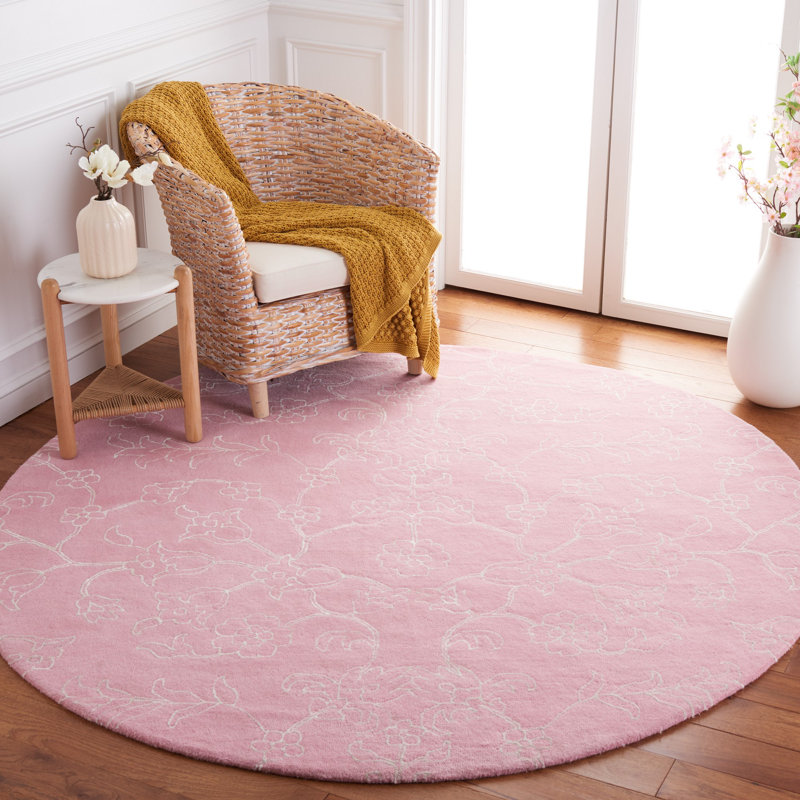 Tapis rose / ivoire Fifth Avenue 135, Rond 7 pi