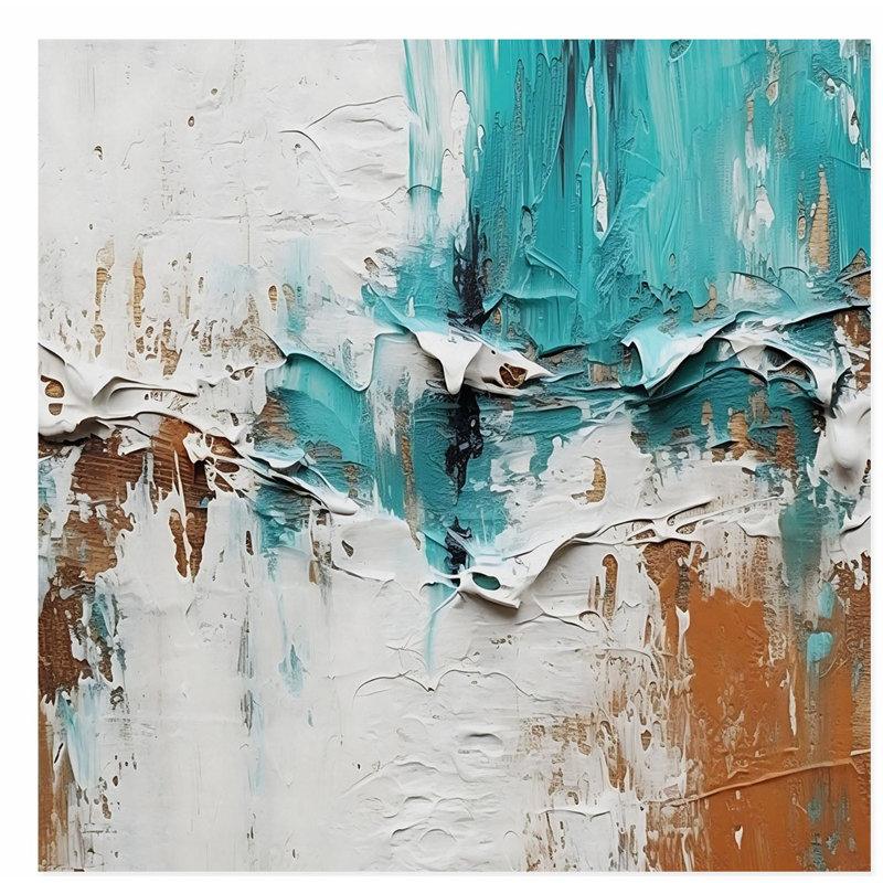 Abstrait sarcelle symphonique, reproduction d'art transitionnelle non encadrée, H 14 po x l 14 po