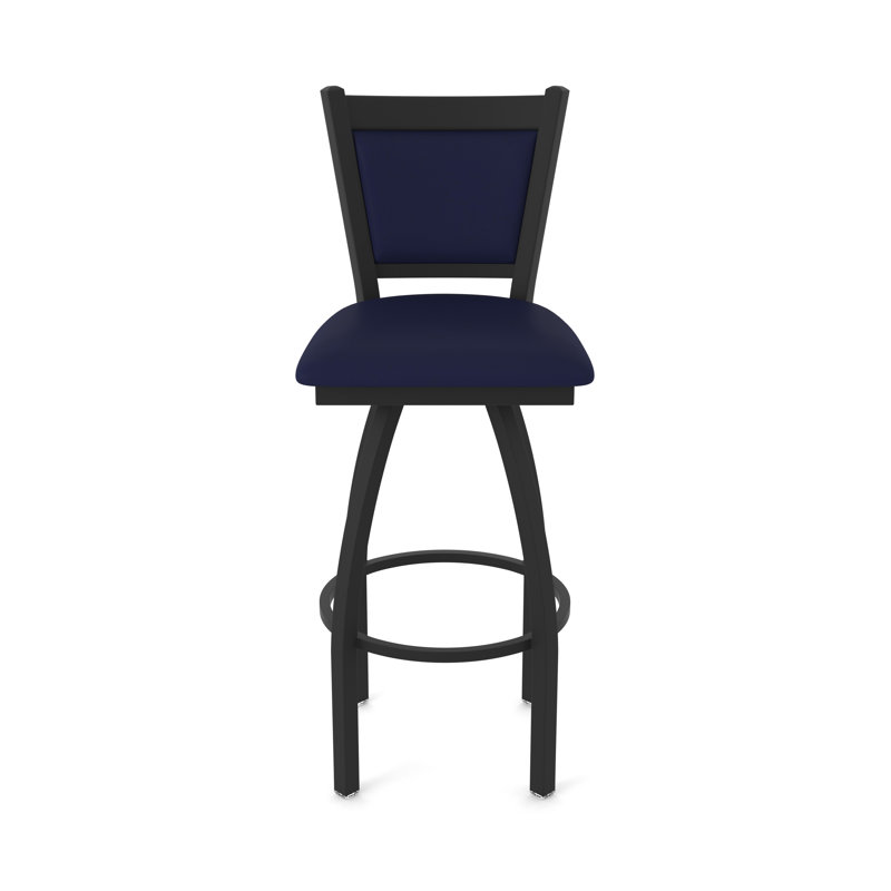 Tabouret pivotant Hadleigh, Noir froissé, Tabouret de bar (siège d'une hauteur de 36 po), Vinyle - crépuscule Canter