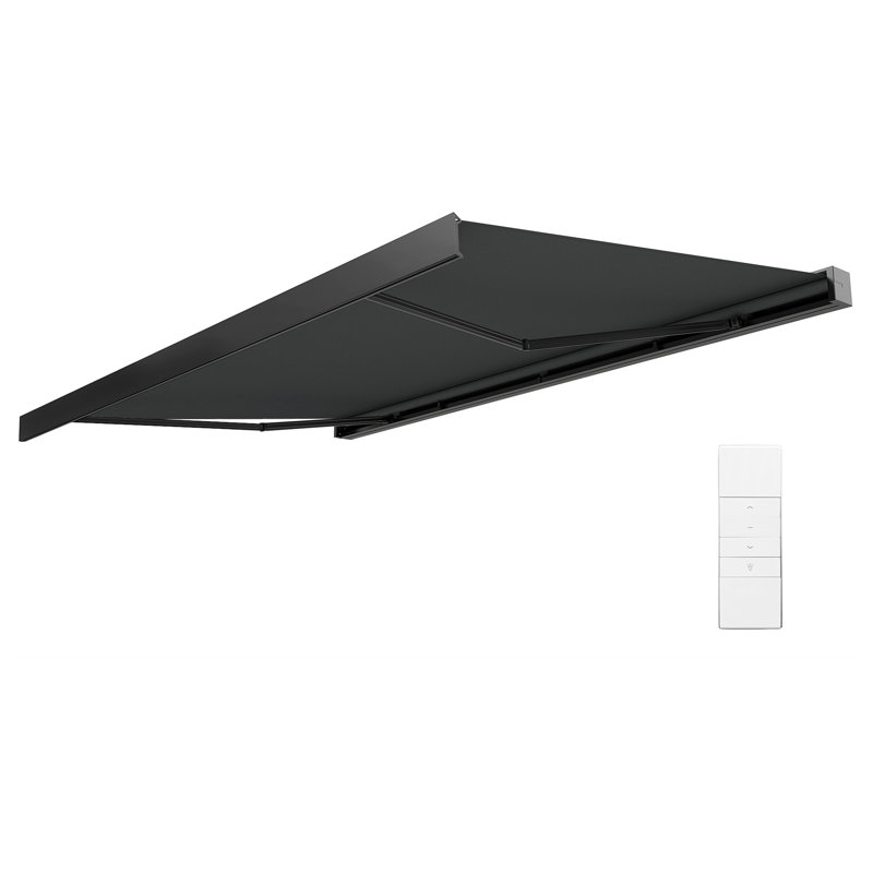 Motorized Retractable Patio Awning with Acrylic Fabric & Aluminum Frame, 10' x 8'