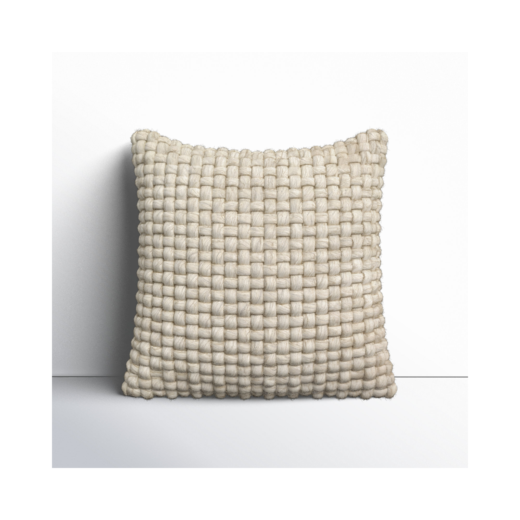 Belel Wool, Cotton Throw Pillow, Pillow Cover Only - No Insert, 18" x 18", Beige