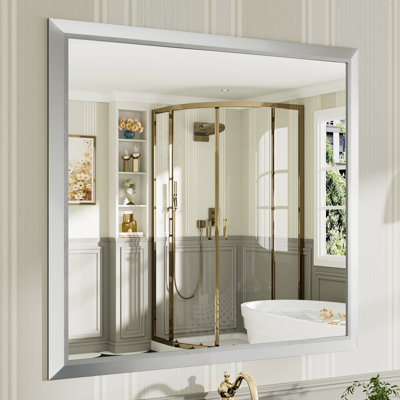 Modern & Contemporary Beveled Metal Framed Rectangular/Square Bathroom Vanity Mirrors with HD Tempered Glass
