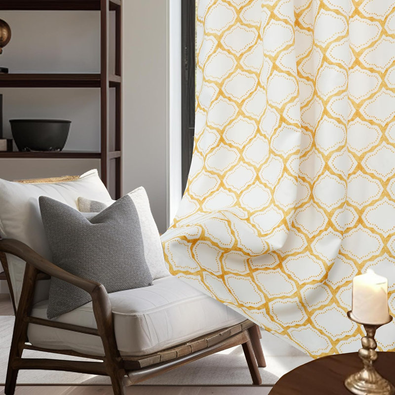 Hornung Moroccan Geometric Boho Curtains for Living Room Bedroom Farmhouse Semi Blackout Room Darkening Patterned Drapes 2 Panel Set
