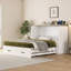 Grand lit escamotable avec station de charge et tiroir de rangement | Lit pliant peu encombrant pour chambres d'amis / petits espaces, blanc-175510032-175510033
