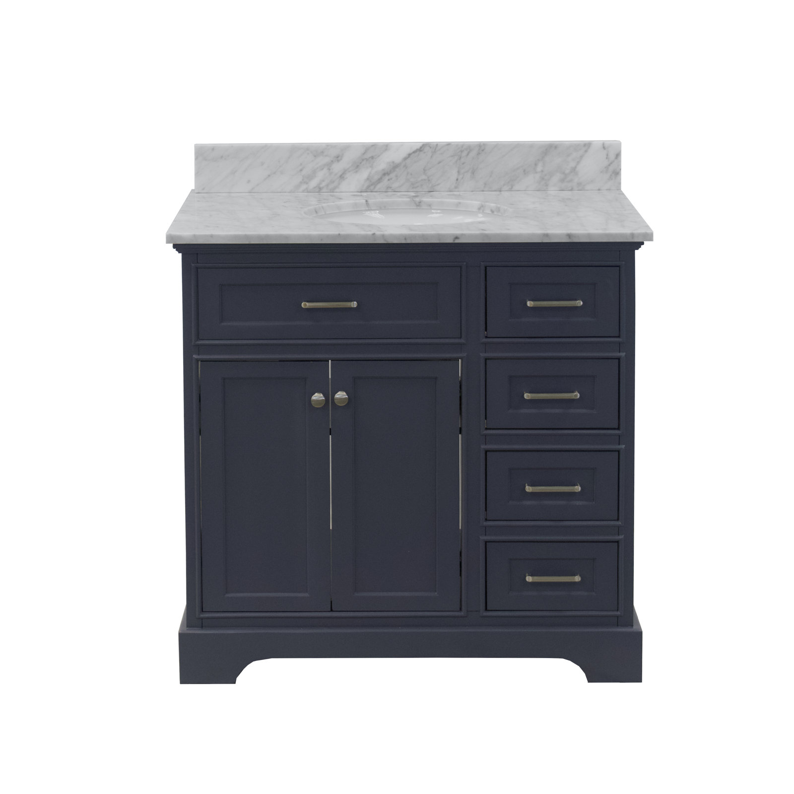 Ronnie 36'' Single Bathroom Vanity, Marine Gray, Carrara Marble