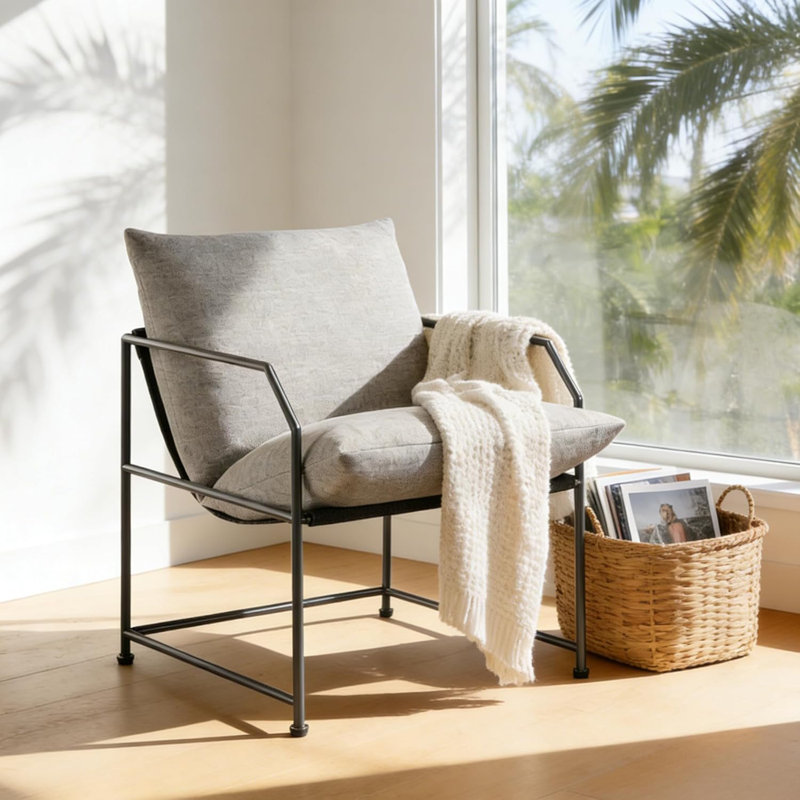 Modern Mid Century Modern Accent Chair, Comfy Reading Chair for Living Room, Bedroom, Upholstered Lounge Chair(Gray, 1)