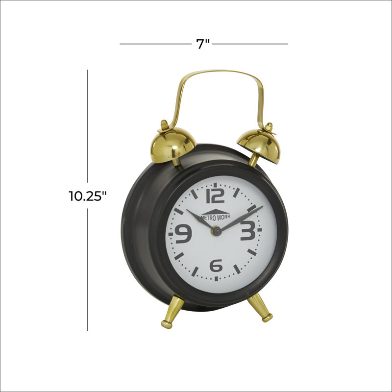 Horloge traditionnelle en acier inoxydable noir, H 10 po x l 7 po x P 3,6 po