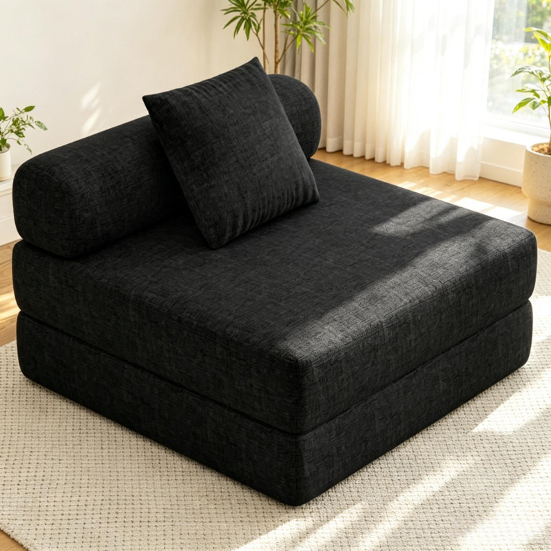 Boneless 39.2" Folding Sofa Bed, Convertible Sleeper Chair with Pillow, Portable Floor Couch for Small Spaces, Compression Packaging