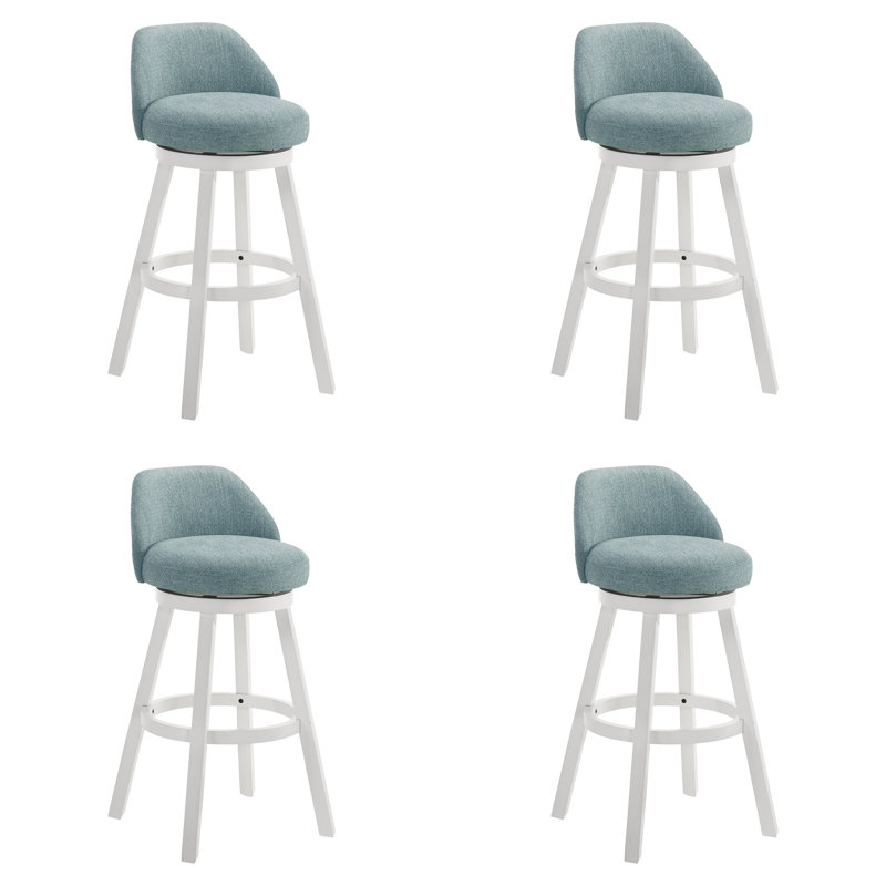 Ensemble de 4 tabourets de bar Erika, Siège bleu clair / structure blanche, 4