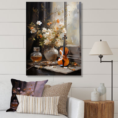 «Music And Flower Still Life», reproduction d'art sur toile