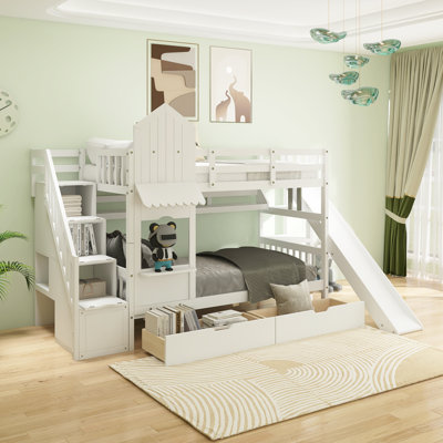 Twin-Over-Twin Castle Style Bunk Bed