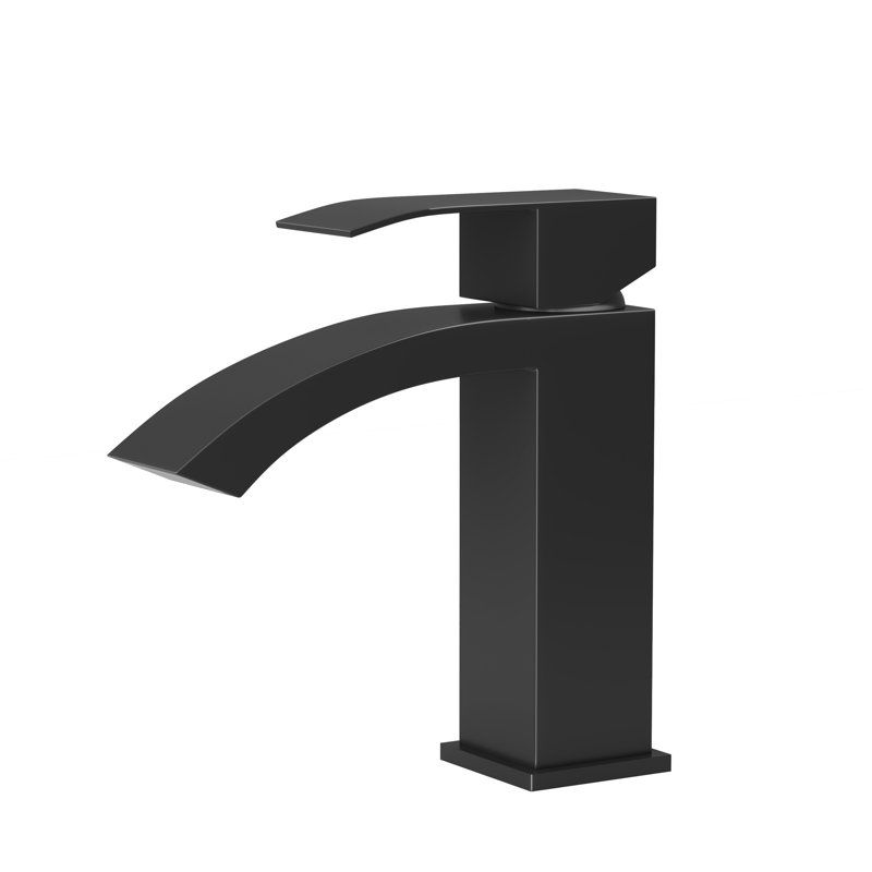 Single Handle Matt Black Bathroom Sink Faucet, 6.5" Height, , Mid Arc Spout, Stain - Finish, Ss304 Main Body, Ceramic Cartridge, Hole Mounting Faucet With Handle, Black, , And Ceramic, Manual