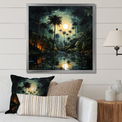 " Green Palm Trees Pointillism II "