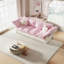 Lit gigogne convertible 3 en 1 rose, grand lit de 74,8 po, revêtement en velours, support confortable, velours de construction en acier, 2 sièges, assemblage rapide et respirant, style moderne-805677180