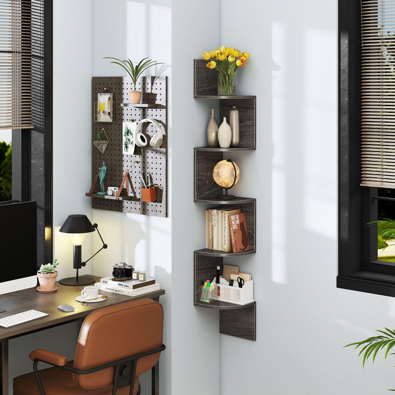 126cm H x 20cm W Corner Bookcase, Grey