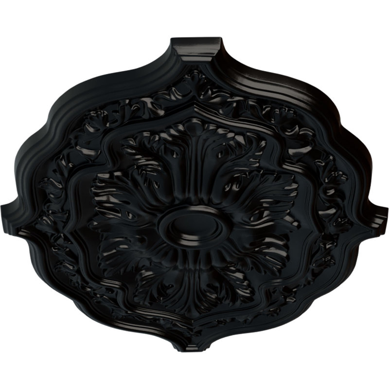 Endurathane Pesaro Ceiling Medallion, 36"W x 26"H x 1 1/2"P, Hand-Painted Jet Black Finish, Jet Black