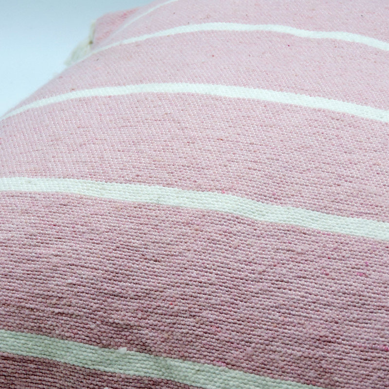 Square Indoor/Outdoor Pillow Cover, Baby Pink/White
