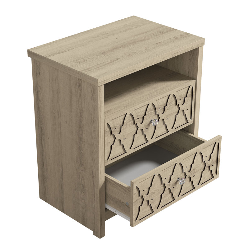 Chessani 26.8" 2 Drawer Nightstand, Oslo Oak, Individual