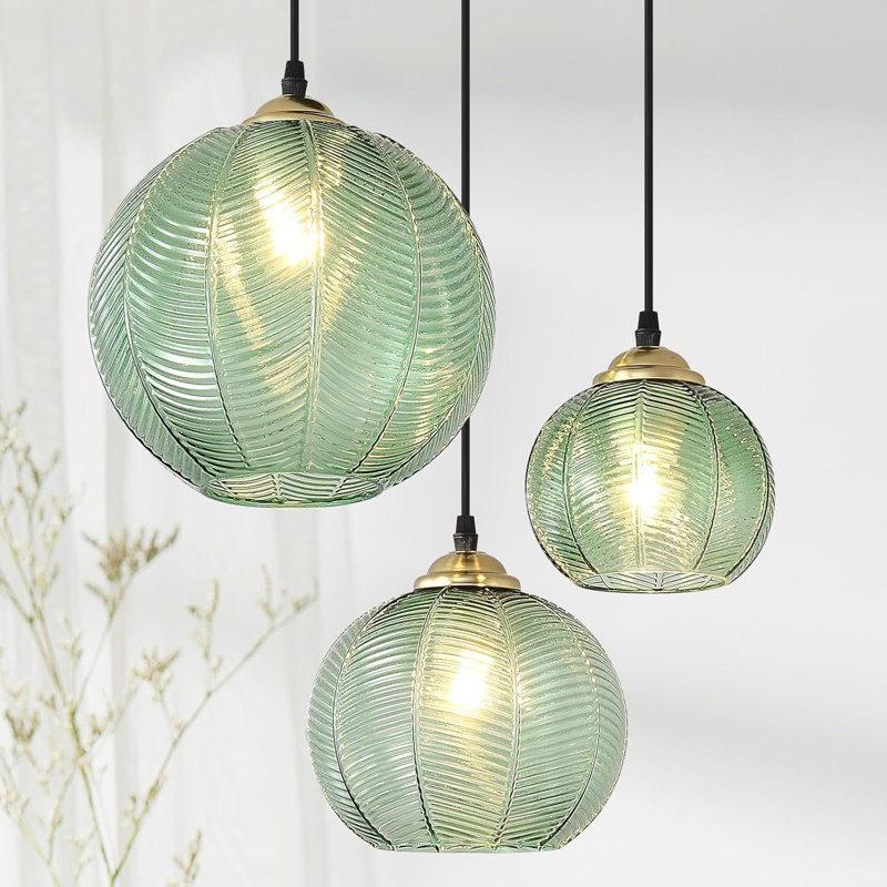 Luminaire suspendu en verre 3 lumières pour îlot de cuisine