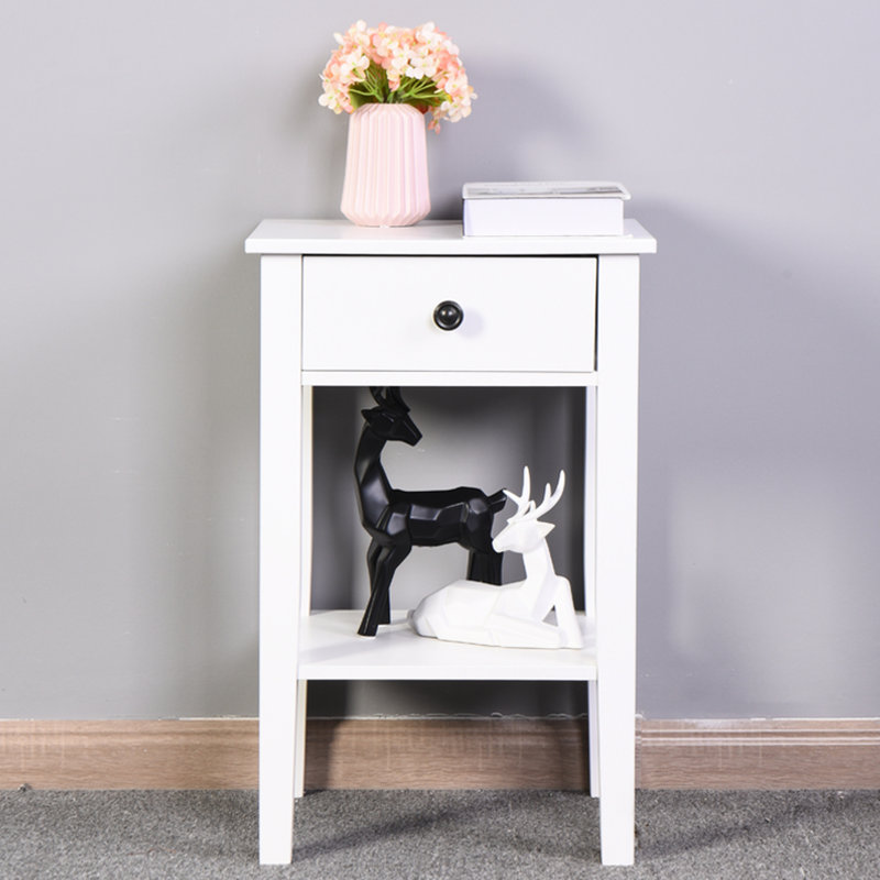 White Storage Table - Fits Transitional And Modern Decor Bathroom Side Maximizes Function Appearance