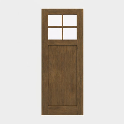96" Slab Mahogany Exterior Door, SDL 4 Lite, 1 Panel, Unfinished