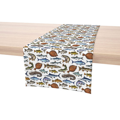 Table Runner, 100% Cotton, 16X108", Fresh Catch