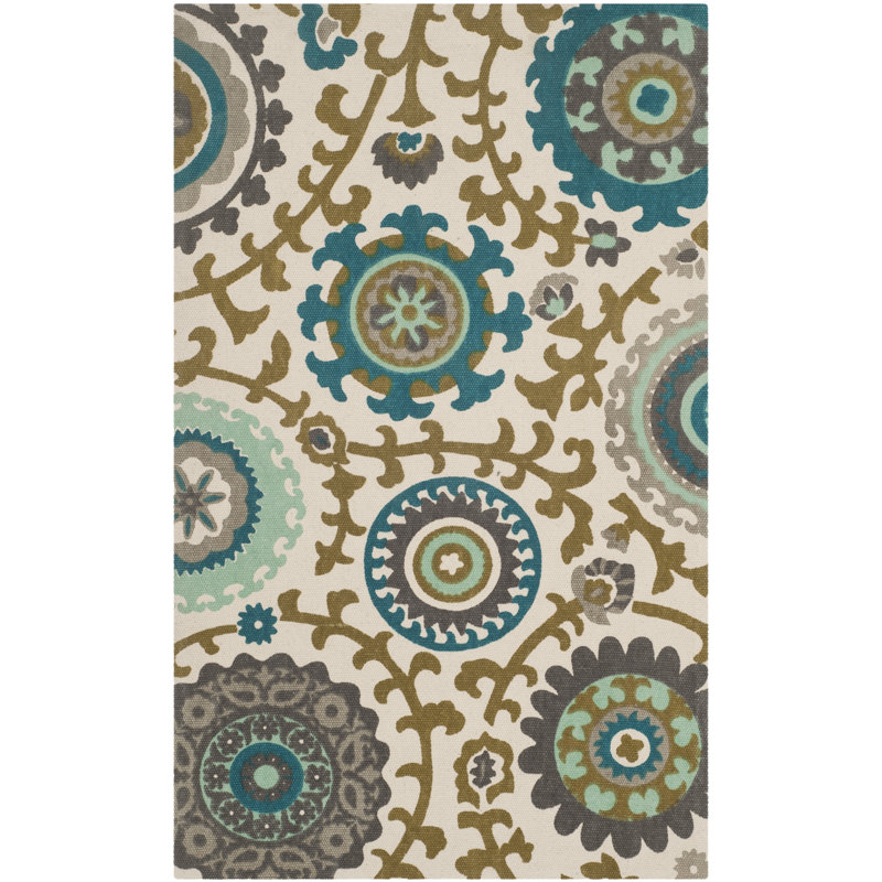 Tapis géométrique en coton tissé à la main Pritchett Cedar Brook, 9' x 12'