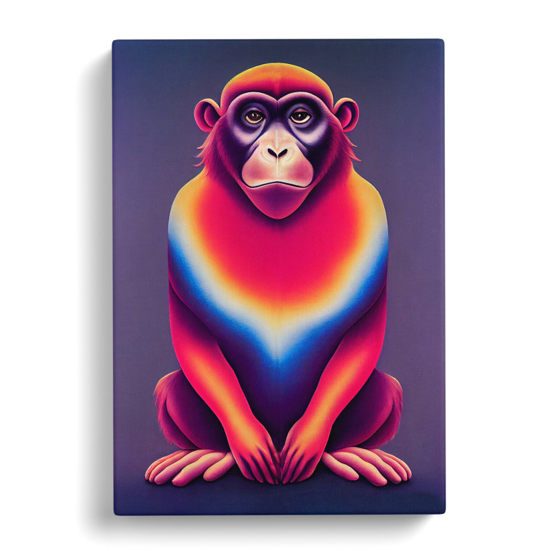 XV1022-4943X Vibrant Monkey - Print, No Matte, 50cm H x 35cm W, Wrapped Canvas