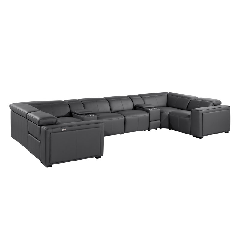 Canapé modulaire inclinable électrique en U de qualité supérieure en cuir italien 8 pièces avec 4 fauteuils inclinables et appuis-tête électriques