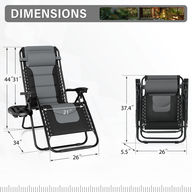 Folding Recliner Chair, Gray